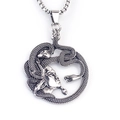 Retro stainless steel Medusa snake pendant necklace with hip hop punk chain for men - New Coiled Snake Style (New Coiled Snake + Steel Chain)