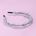 Polka dot mesh headband in light blue chiffon for a sweet Korean style hair accessory - Light Blue (E2115)