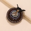 Sparkling rhinestone nest hair clip with multi-layered colorful crystals on black base - Multicolor (A9526)