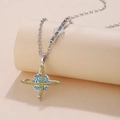 Collana pianeta Saturno cosmico con cristalli blu gialli e catena in argento - Argento (D1419)