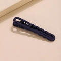 Navy blue matte U-shaped metal hair clip with hollow wave design on a textured surface - Navy Blue (E2224)