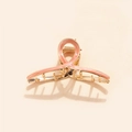 Molla per capelli in metallo dorato con design a croce in smalto rosa su fondo crema - Rosa (G9407)