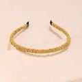 Fashionable minimalist pleated mustard yellow fabric headband with comfortable black ends - Yellow