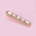Macro shot of rectangular gold hair clip with large clear crystals and small rhinestones - 5 Rhinestones (C1401)