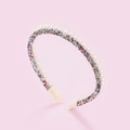 Cerchietto a doppio strato con eleganti perle finte bianche e paillettes colorate - Multicolore (I1421)
