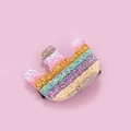 Rainbow sequin crown hair clip for girls with colorful stripes on a soft pink background - Crown