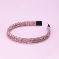 Dettaglio del cerchietto con strass rosa e argento con estremità rivestite in tessuto - Rosa Profondo (E4412)