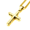 Vintage gold cross pendant necklace with box chain and hollow side engravings - Gold Multi-Cross With Plated Chain