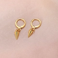 Minimalist gold cone pendant earrings featuring a high-polish metallic finish for women - Gold