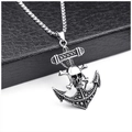Vintage oxidized silver cross and skull pendant necklace with anchor detailing - Anchor Skull