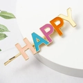 Λεπτομέρεια από πολύχρωμο κλιπ μαλλιών HAPPY με ζωντανό φινίρισμα σμάλτου λαδιού - Στυλ Λέξης HAPPY (C5408)