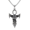 Collana vintage a croce Ankh in acciaio inox con pendente Occhio di Horus e catena a perle - Ankh Eye of Horus