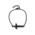 Bracelet croix noir mat avec chaîne à maillons réglable et fermoir mousqueton - Croix Noire (D6233)