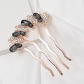 Dettaglio del pettine per capelli a farfalla con strass lucidi su placcatura oro rosa - Stile Farfalla Nero (I1201)