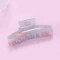 Grande pince à cheveux en acétate marbré aux reflets pailletés rose bleu violet - Irisé E6310