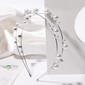 Elegant double-layer pearl headband with silver metal frame for a minimalist look - Silver Style (I8308)
