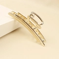 Detail of a minimalist gold alloy hair claw clip featuring polished metal finish - Khaki (C5107)