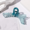 Blue gradient resin claw clip with elegant mermaid tail design and fish scale texture - Fish Tail Style (B1420)