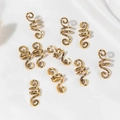 10er-Set goldene Spiral-Haarspangen mit Hammerschlag-Textur für ethnische Dreadlock-Styles - Gold