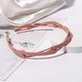 Matte pinkish-brown foldable telescopic headband with non-slip teeth for women - Pink