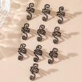 Set of 10 gunmetal spiral braid cuffs with vintage engraved texture for ethnic hair - Black