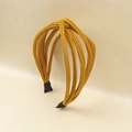 Diadema de punto acanalado amarillo mostaza con diseño de nudos para mujer - Amarillo Jengibre