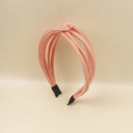 Diadema de punto acanalado rosa con diseño de nudo y tela elástica para mujer - Rosa