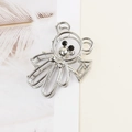 Elegante molletta per capelli in metallo argentato a forma di orso con occhi di perline - Forma di Orso Cartoon Argento