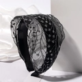 Eleganter breiter Haarreif aus schwarzer Spitze mit silberner Stickerei für Damen - Silber Stil (E2404)
