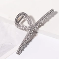 Elegant silver finish hair claw clip with cross design and full white rhinestones - Silver Cross Full Rhinestone Style (B3105) / Silver