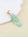 Barrette à cheveux en acétate marbré vert et blanc avec pince crocodile dorée - Dégradé Vert Blanc (E4124)