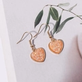 Chic gold heart earrings with orange resin druzy texture for elegant women's jewelry style - Deep Pink