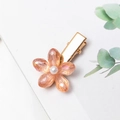 Barrette à cheveux fleur en cristal ambre avec perle centrale sur pince dorée chic - Rose (E2123)