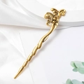 Detailed close-up of a golden koi fish hair pin with intricate scales and wave patterns - Koi Carp Wave Twist Style (C1329)