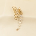 Elegante pinza per capelli dorata con nappa di perle bianche e ciondolo a forma di fiore - Stile ad Anello (C3409)