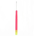 Crochet rose et jaune pour extensions de dreadlocks et tresses de cheveux synthétiques - Crochet Rose Vif Base Jaune Fluorescent Manche Plastique (#3 E8524)