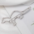 Fermaglio per capelli minimalista argento a forma di dinosauro in lega metallica lucida - Argento B8505