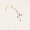 Elegant gold double-layered rhinestone headband with sparkling crystal bow design - Gold (I7519)