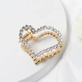 Elegante molletta per capelli a cuore dorata con strass lucidi e stile minimalista - Stile Cuore Strass (C4106)