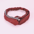 Retro wijnrode brede hoofdband met NICE letterpatroon en elastische band voor damesmode - Wine Red Letter Print