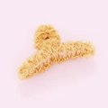 Pinza para el pelo grande de organza plisada oro champán con un elegante diseño de nudo - Amarillo