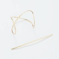 Set fermacapelli minimalista dorato con gabbia a forma di X e forcina coordinata - Grande / Oro