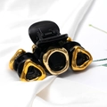 Elegante pinza per capelli a cuore con finitura nera e dettagli dorati su seta bianca - Nero (E2318)