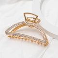 Elegante pinza per capelli in lega dorata con strass bianchi scintillanti per donna - Stile Semincircolare con Strass