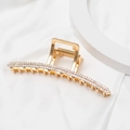 Elegante molletta per capelli in metallo dorato con doppia fila di strass brillanti - Stile Arco con Strass (B3506)