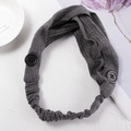 Dark grey knitted wide headband with buttons for mask relief in a minimalist ins style - Dark Gray