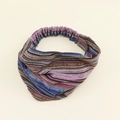 Close-up of vintage striped knit headband featuring ethnic patterns and cross-knot design - Ethnic Stripe Style (2)
