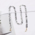 Leopard print acrylic eyewear chain with marble texture and golden lobster clasps - Black White Grey Marble (K3408)