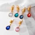 Set aus sechs bunten Tropfenkristall-Anhängern mit goldenen Spiral-Haarringen - Sechsfarben Set (E8422)