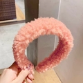 Diadema ancha de lana de cordero rosa con textura suave para un estilo de invierno - Naranja (E6230)